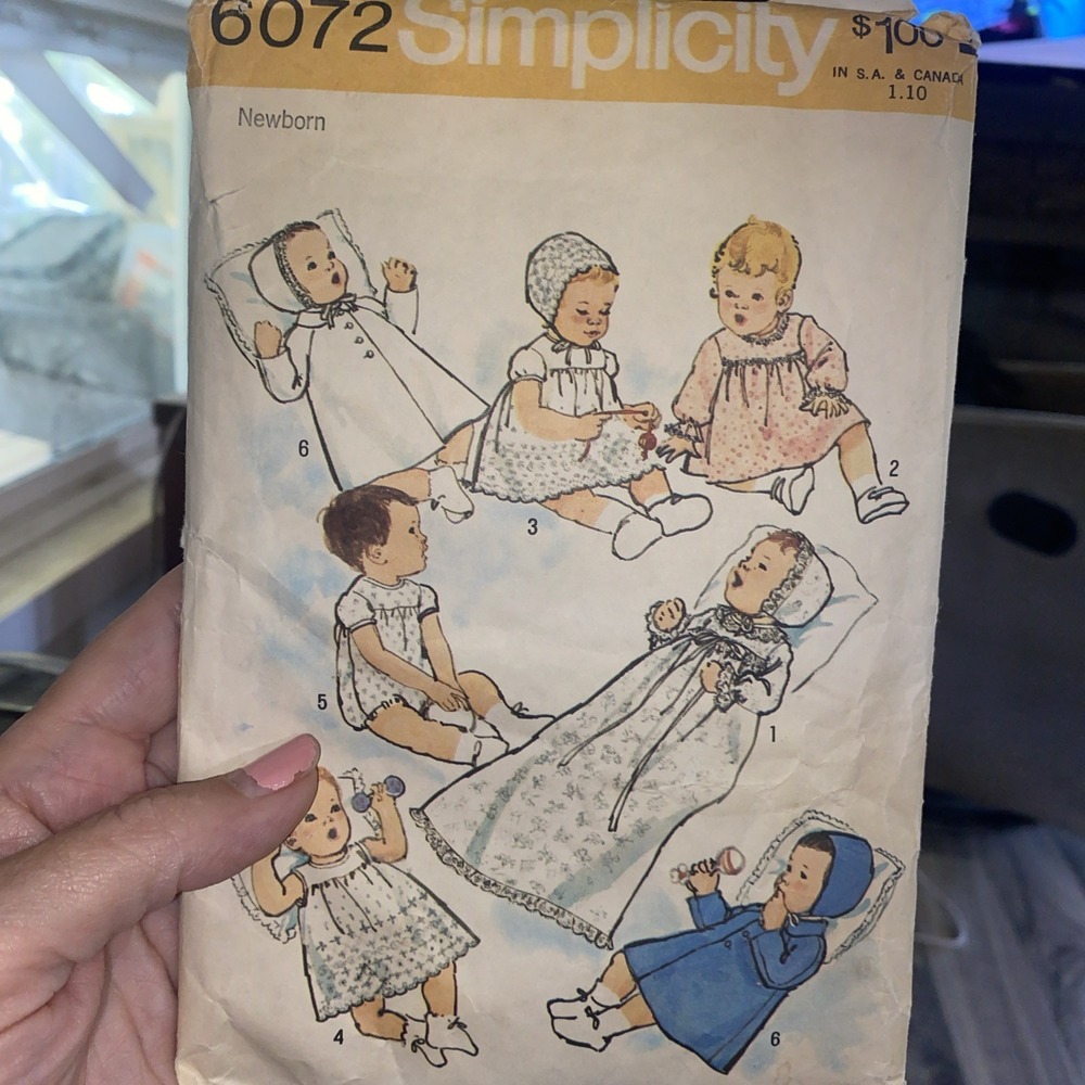 Simplicity 6072 Baby Wardrobe Sewing Pattern Newborn Dress Romper Coat Complete